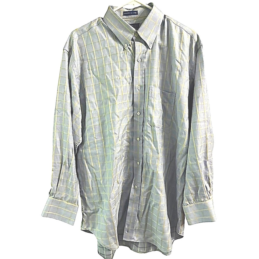 J. McLaughlin‎ Blue Plaid Button Down Long Sleeve Cotton Shirt Large